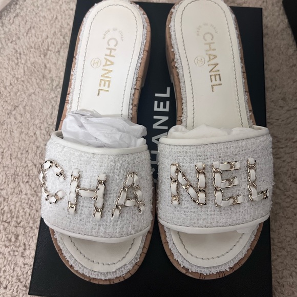 Gently Worn Chanel Cork Sandals Slides Mules - Picture 1 of 3